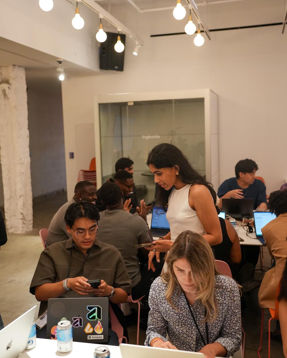 Sharon working with attendees during a build block